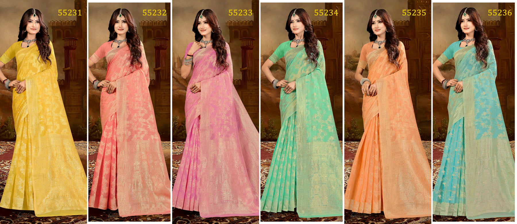 LifeStyle BhelPuri Vol-22 Linen Silk Saree – 6 Pcs Set – M.R. Saree Emporium