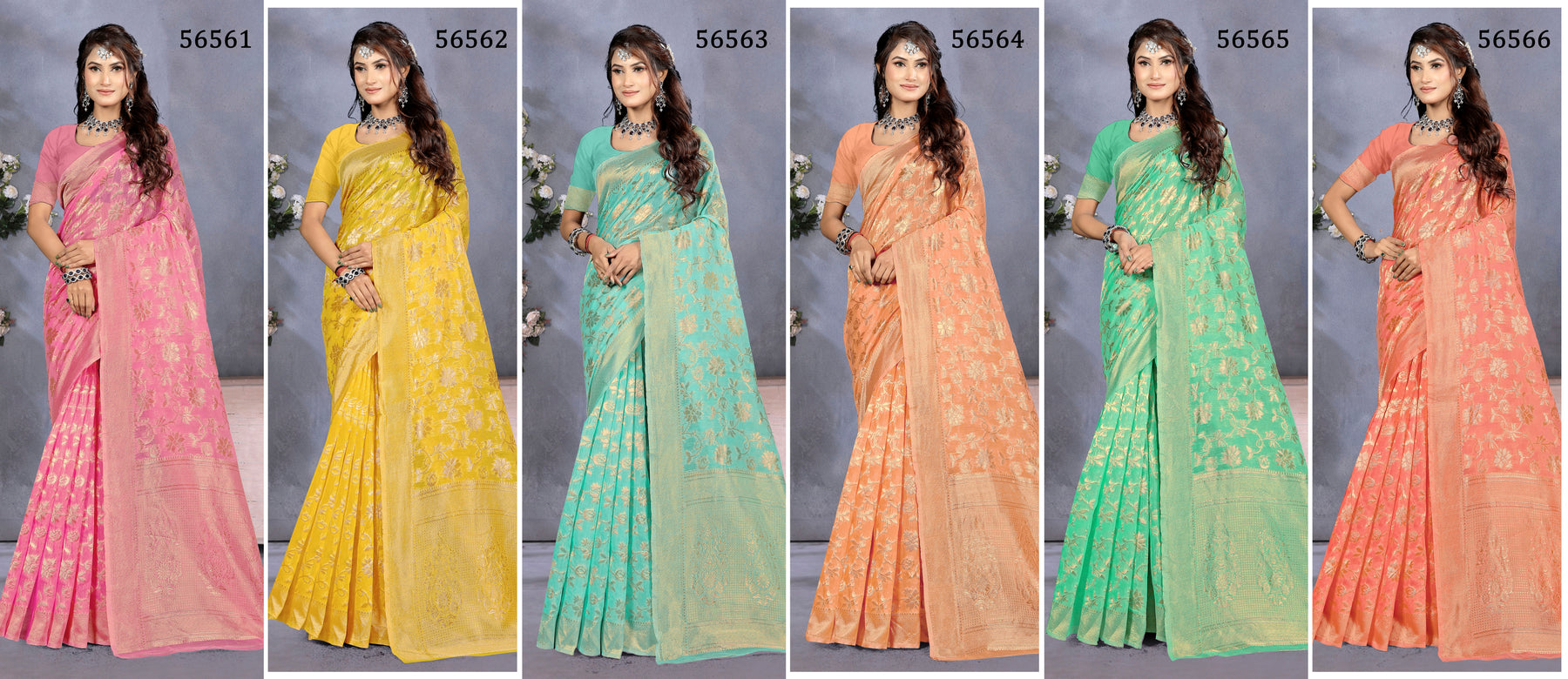 LifeStyle BhelPuri Vol-24 Linen Silk Saree – 6 Pcs Set – M.R. Saree Emporium