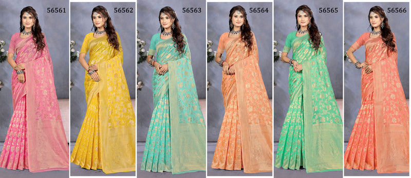 LifeStyle BhelPuri Vol-24 Linen Silk Saree – 6 Pcs Set – M.R. Saree Emporium