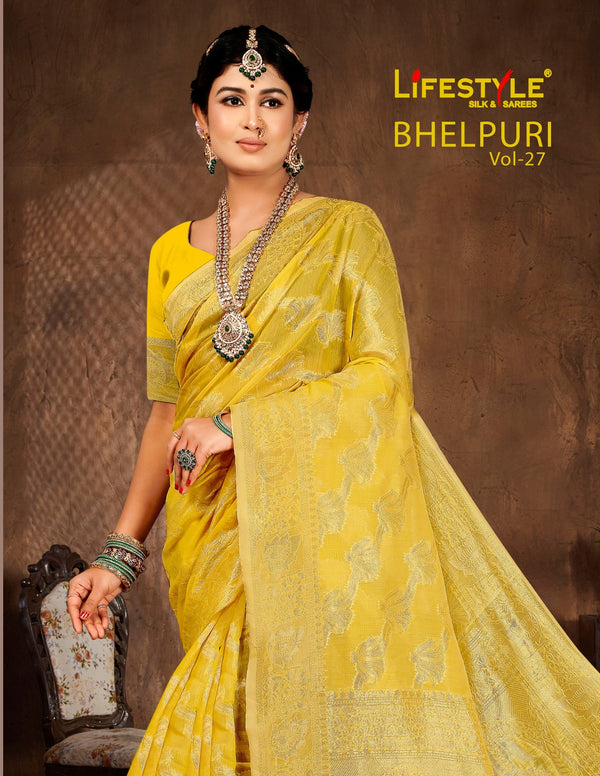 LifeStyle BhelPuri Vol-27 Linen Silk Saree – 6 Pcs Set – M.R. Saree Emporium