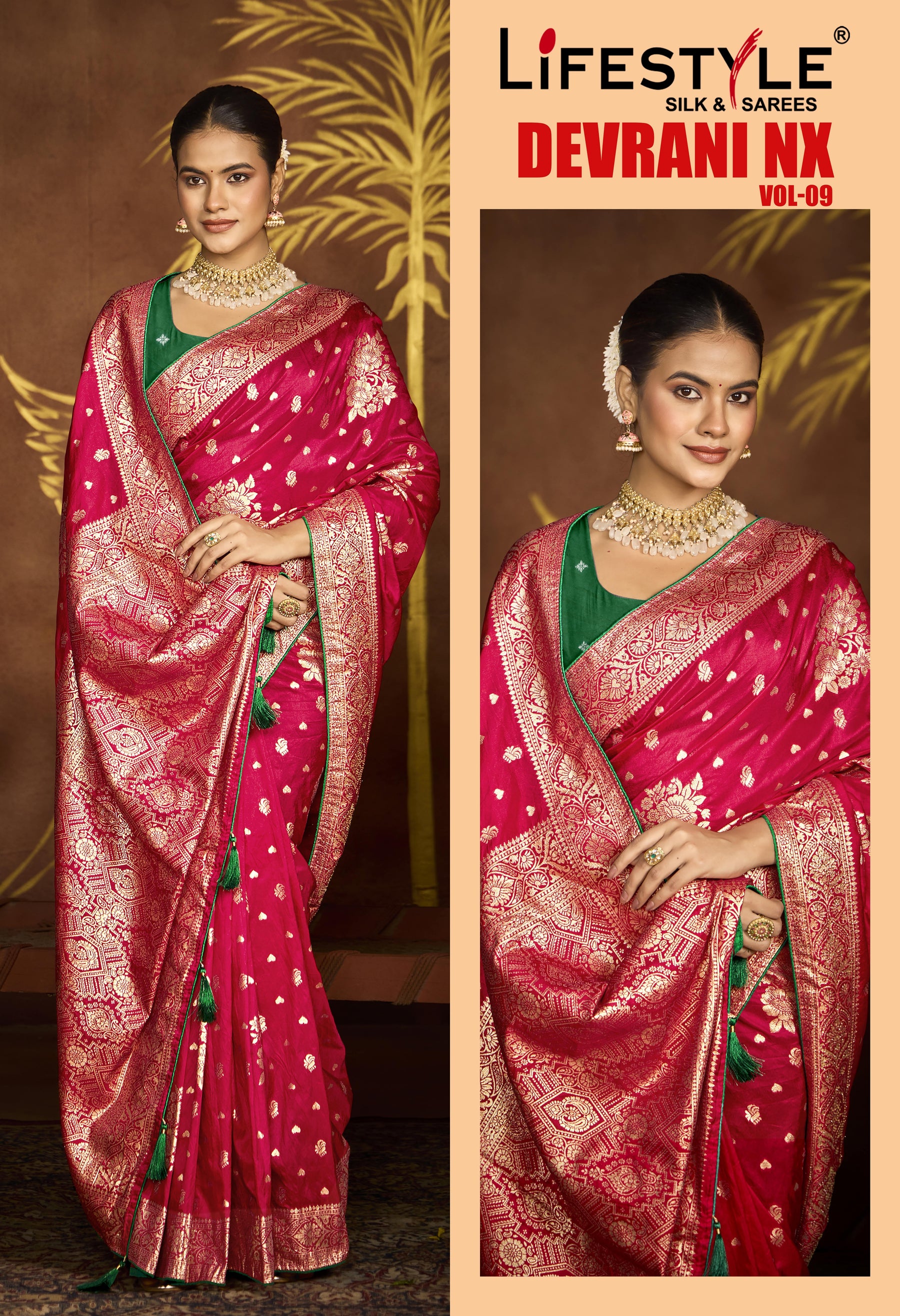 Devrani NX Vol-09 Lichi Silk Saree Collection – 6 Pcs Set Wedding & Festive Wear – M.R. Saree Emporium