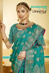 Sunshine Vol-25  Premium Lichi Silk Set 6 Pcs Saree with Rich Zari Border & Heavy Designer Pallu -Lifestyle Silk & Sarees -M.R. Saree Emporium