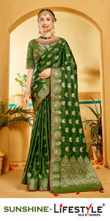 Sunshine Vol-25  Premium Lichi Silk Set 6 Pcs Saree with Rich Zari Border & Heavy Designer Pallu -Lifestyle Silk & Sarees -M.R. Saree Emporium