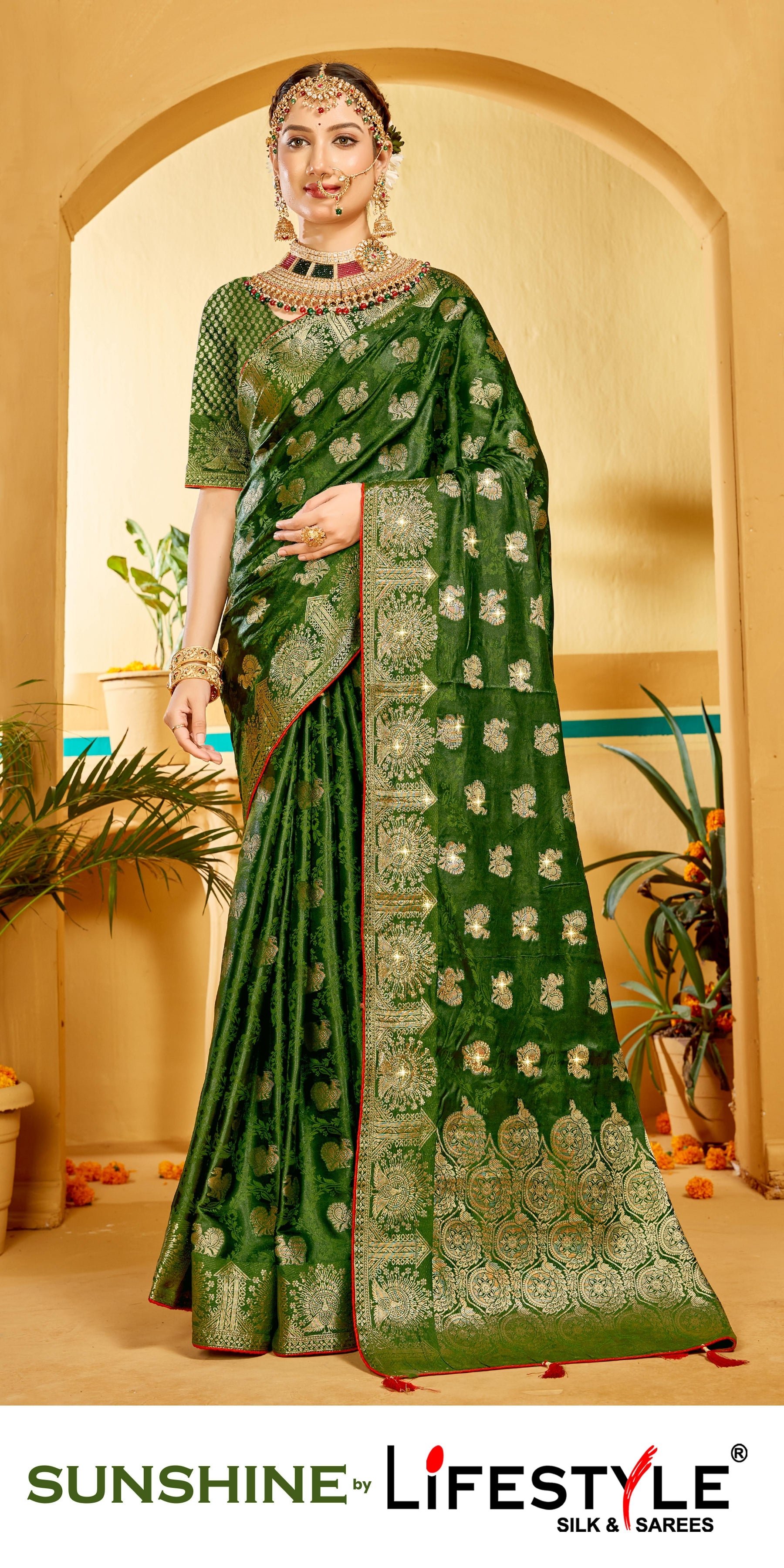 Sunshine Vol-25  Premium Lichi Silk Set 6 Pcs Saree with Rich Zari Border & Heavy Designer Pallu -Lifestyle Silk & Sarees -M.R. Saree Emporium