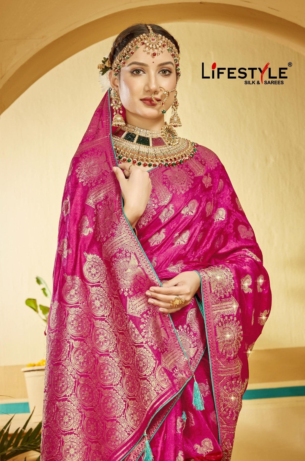 Sunshine Vol-25  Premium Lichi Silk Set 6 Pcs Saree with Rich Zari Border & Heavy Designer Pallu -Lifestyle Silk & Sarees -M.R. Saree Emporium