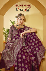 Sunshine Vol-28  Premium Lichi Silk Set 6 Pcs Saree with Rich Zari Border & Heavy Designer Pallu -Lifestyle Silk & Sarees -M.R. Saree Emporium