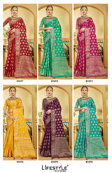 Sunshine Vol-28  Premium Lichi Silk Set 6 Pcs Saree with Rich Zari Border & Heavy Designer Pallu -Lifestyle Silk & Sarees -M.R. Saree Emporium