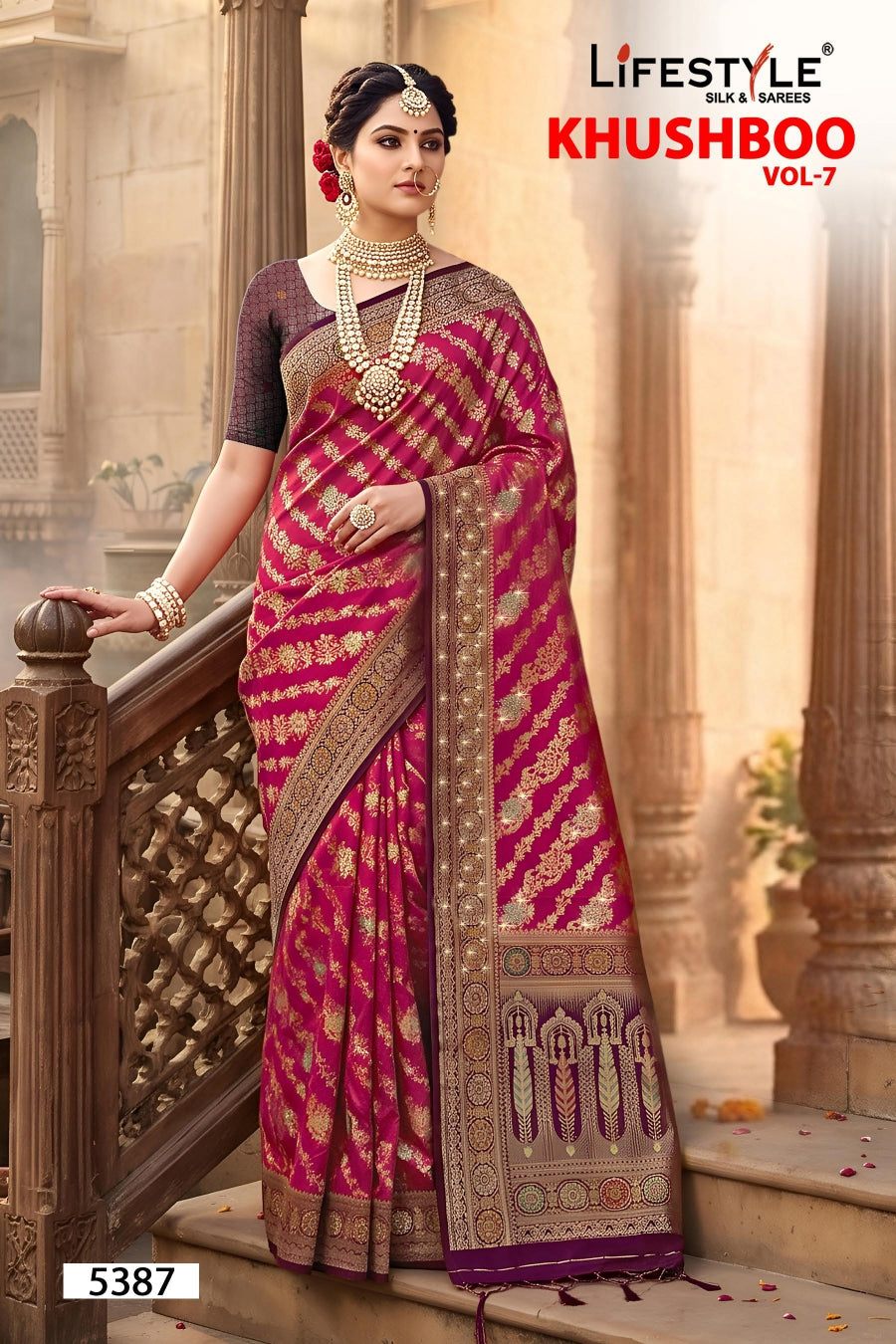 Lifestyle KHUSHBOO VOL-7 6 Pcs Set Designer Silk Saree