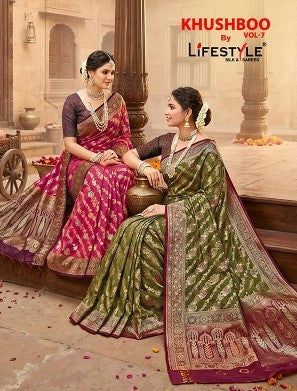 Lifestyle KHUSHBOO VOL-7 6 Pcs Set Designer Silk Saree