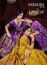 Lifestyle Anokhi Silk Vol-08 Nylon Silk Sarees 4 Pcs Set with Rich Weaving, Zari Border & Heavy Designer Pallu -M.R. Saree Emporium