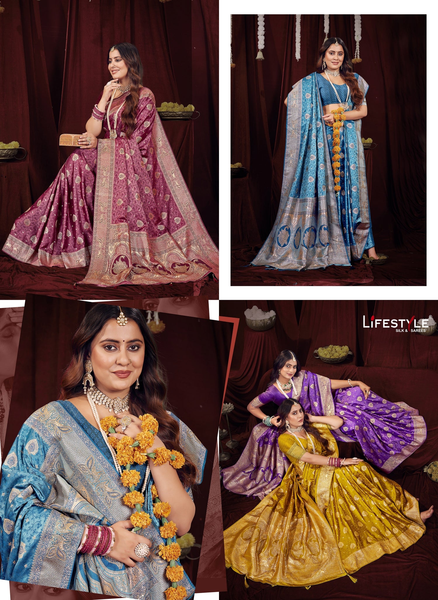 Lifestyle Anokhi Silk Vol-08 Nylon Silk Sarees 4 Pcs Set with Rich Weaving, Zari Border & Heavy Designer Pallu -M.R. Saree Emporium