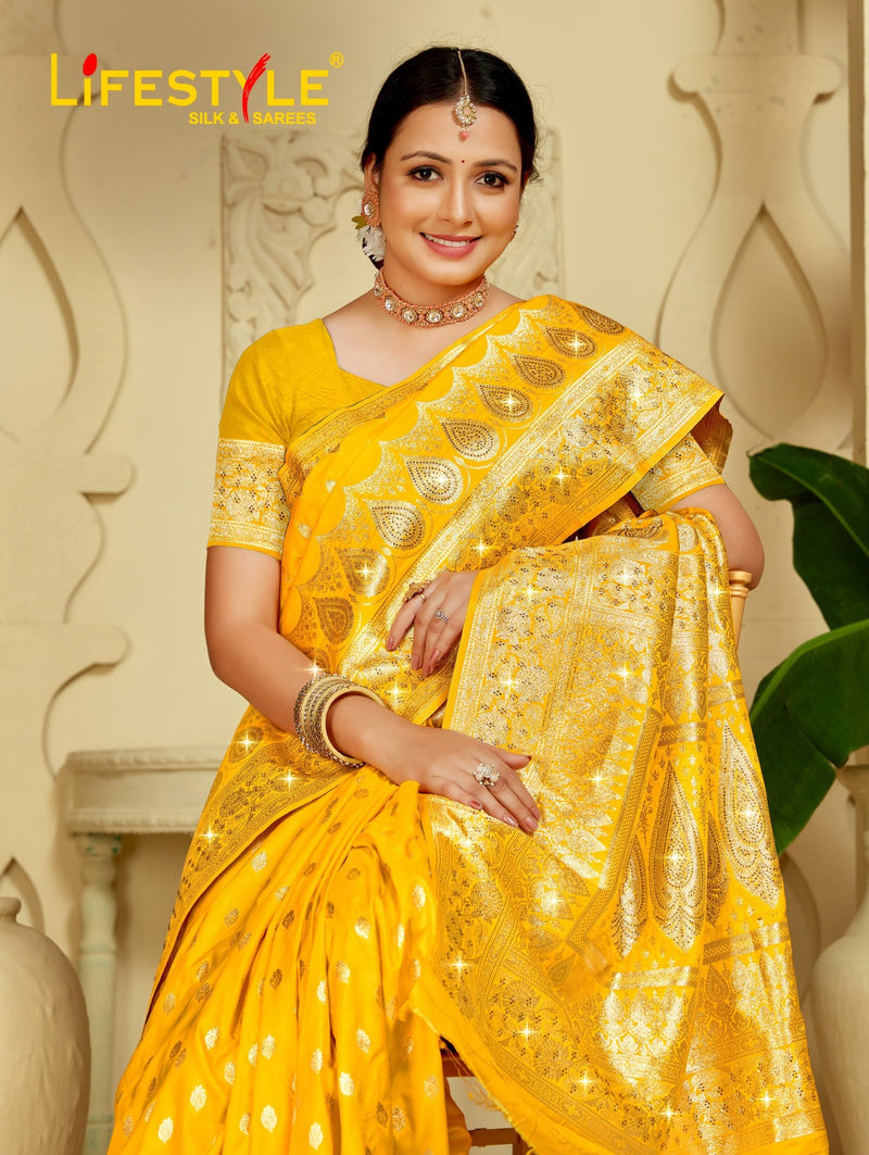 LifeStyle Anuradha Silk Vol-2 Lichi Silk Saree – 6 PCS Set – M.R. Saree Emporium