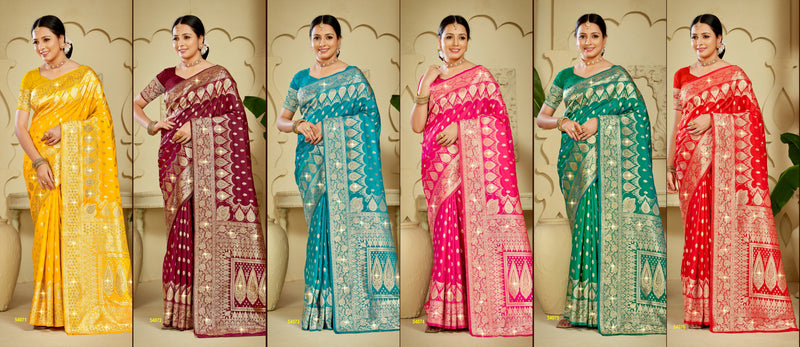 LifeStyle Anuradha Silk Vol-2 Lichi Silk Saree – 6 PCS Set – M.R. Saree Emporium