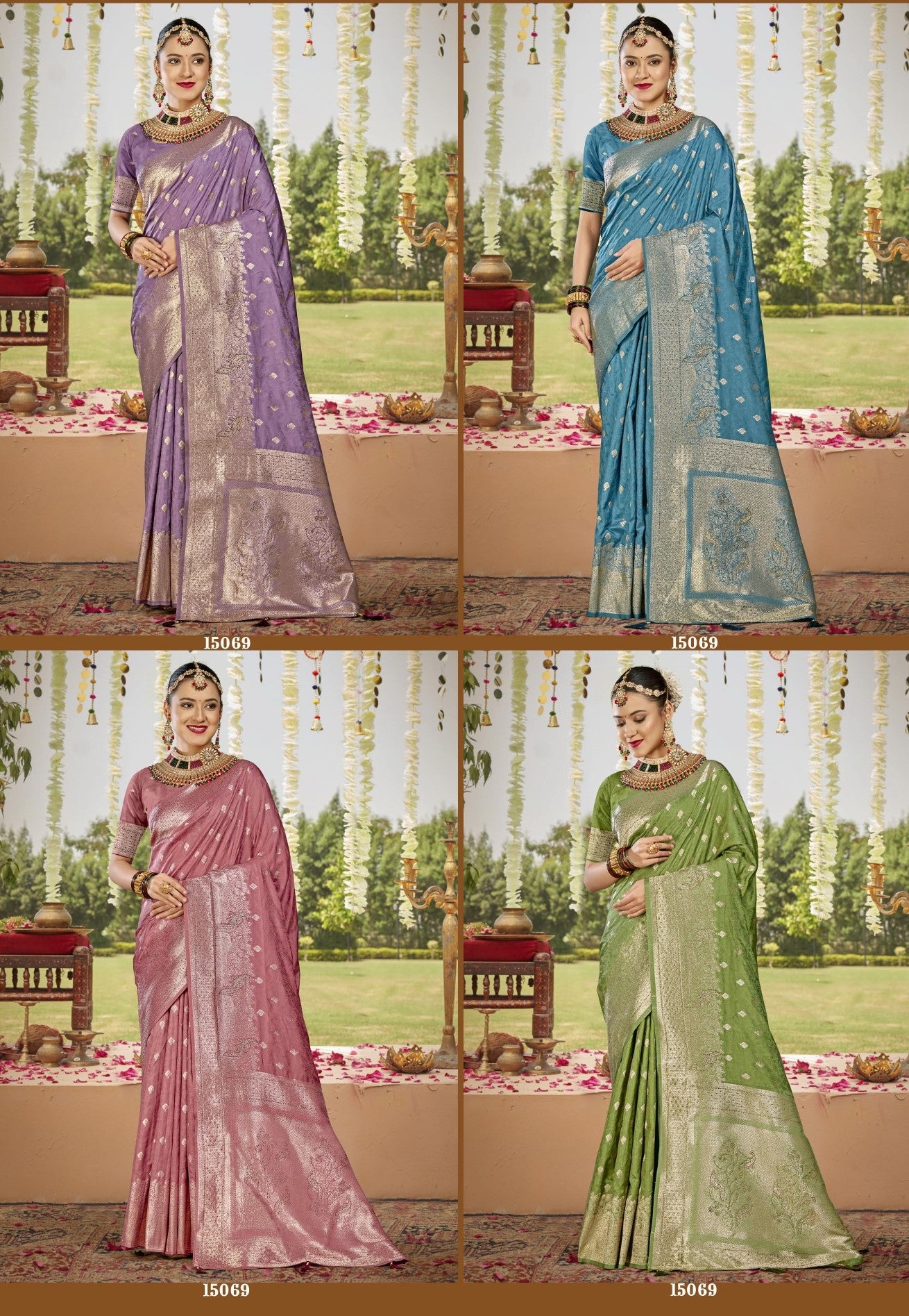 Anuradha Silk Vol-18 Premium Pashmina Silk Saree 4 Pcs Set with Rich Weaving Border & Heavy Designer Pallu-Lifestyle Sarees-M.R. Saree Emporium