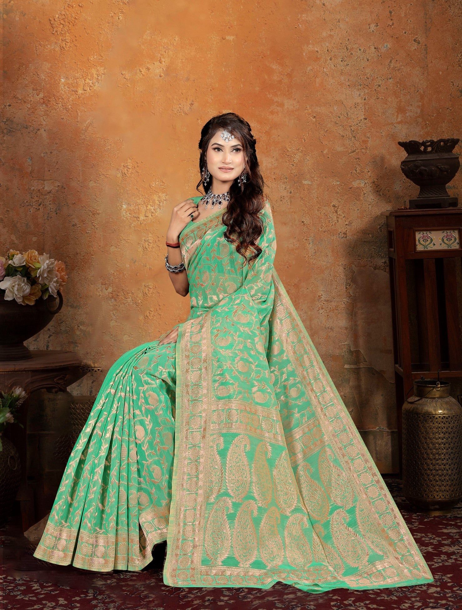 LifeStyle Goldy Lilen Vol-16 Linen Silk Saree – 6 Pcs Set – M.R. Saree Emporium