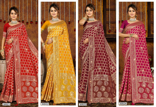 Lifestyle Sarees Hira Moti Vol-19 Dola Silk Saree – Swarovski Work M.R. Saree Emporium