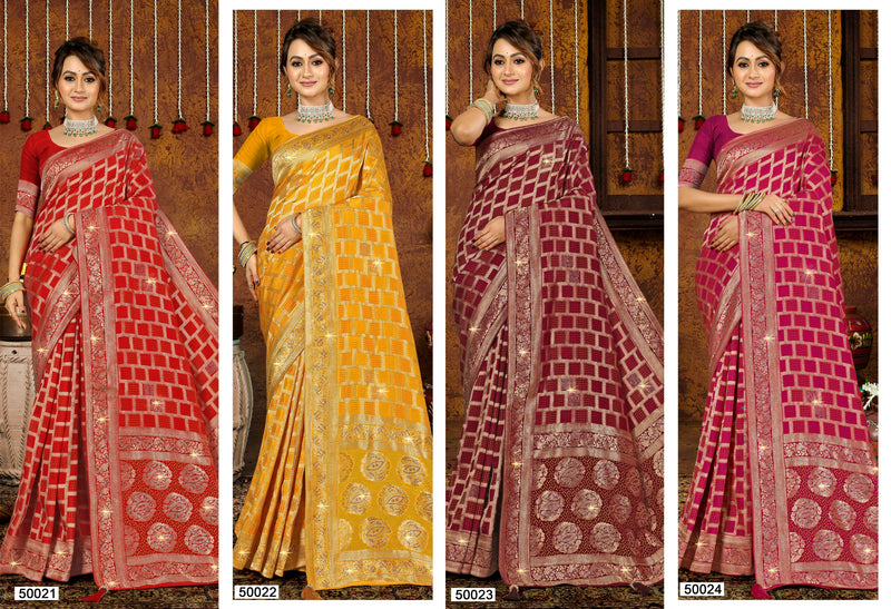 Lifestyle Sarees Hira Moti Vol-19 Dola Silk Saree – Swarovski Work M.R. Saree Emporium