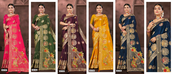Lifestyle Sarees Hira Moti Vol-24 Dola Silk Saree – Swarovski Work M.R. Saree Emporium