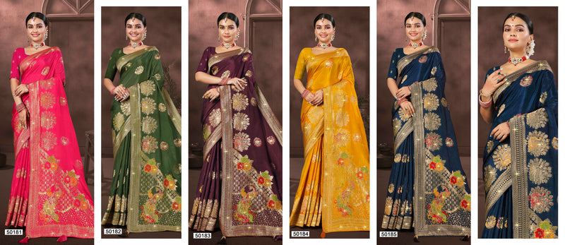 Lifestyle Sarees Hira Moti Vol-24 Dola Silk Saree – Swarovski Work M.R. Saree Emporium