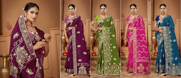 Lifestyle Sarees Hira Moti Vol-27 Dola Silk Saree – Swarovski Work M.R. Saree Emporium