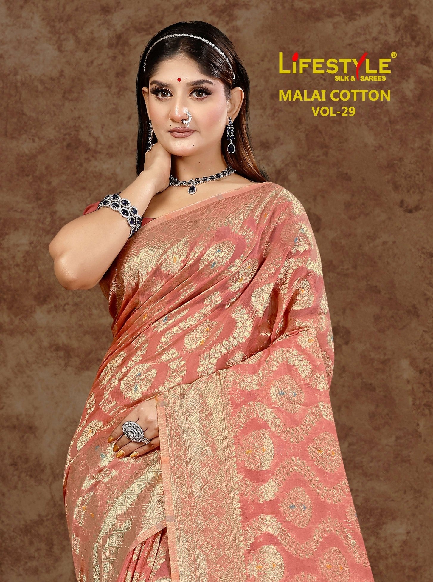 LifeStyle Malai Cotton Vol-29 Cotton Silk Saree with Minakari – 6 PCS Set – M.R. Saree Emporium
