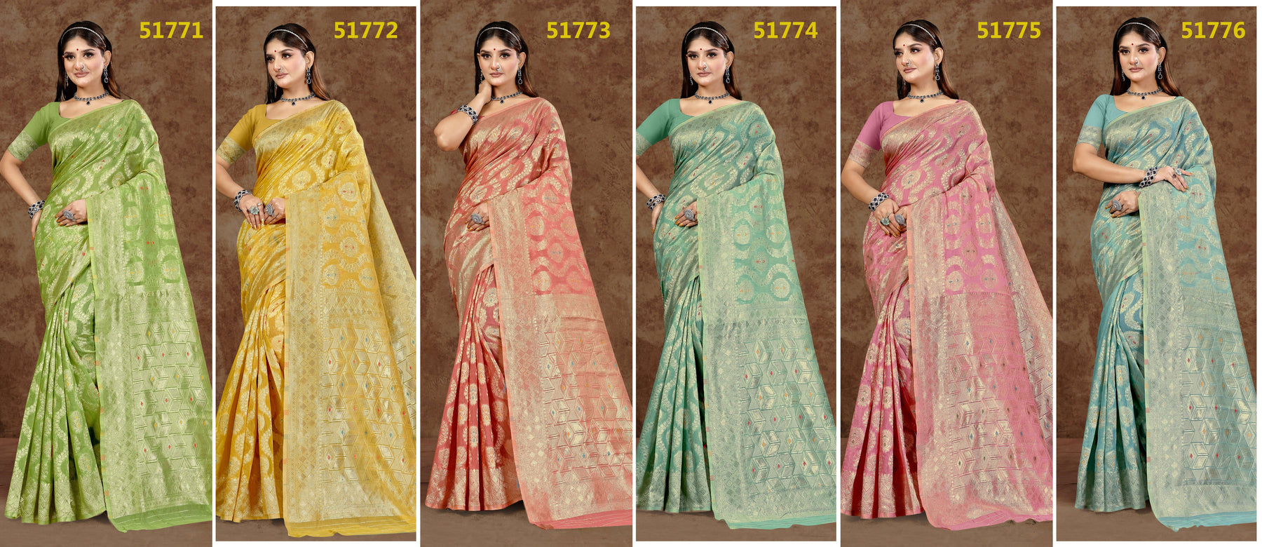 LifeStyle Malai Cotton Vol-29 Cotton Silk Saree with Minakari – 6 PCS Set – M.R. Saree Emporium