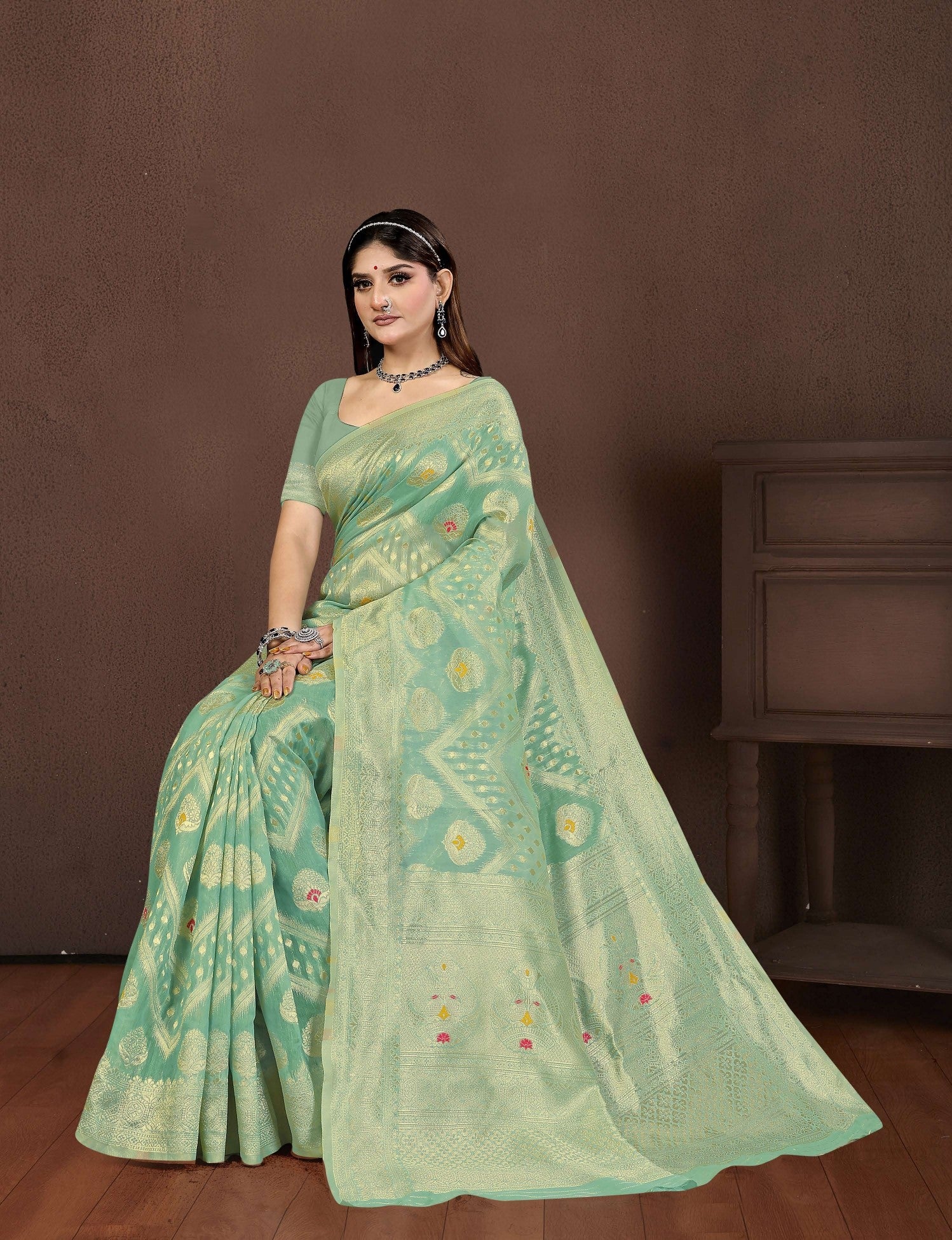 LifeStyle Malai Cotton Vol-32 Cotton Silk Saree with Minakari – 6 PCS Set – M.R. Saree Emporium