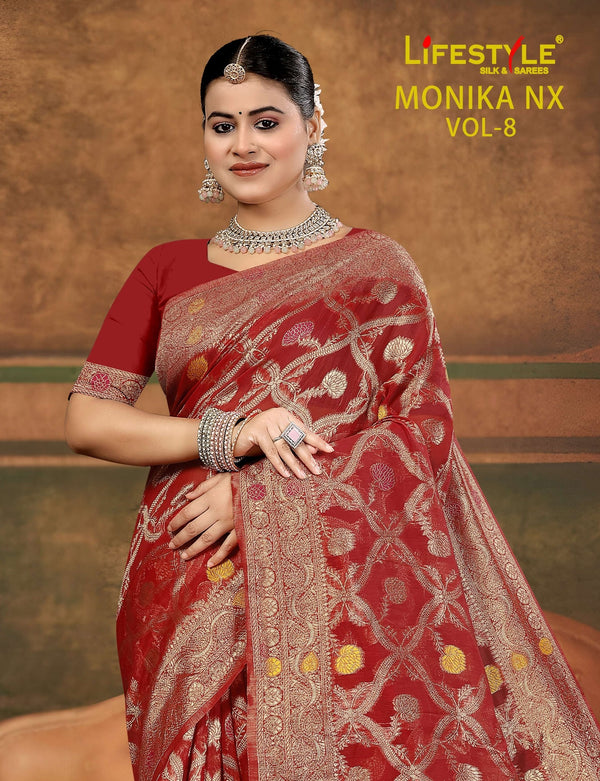Lifestyle Sarees Monika Nx Vol-8 Meenakari Cotton Saree – Jari Work