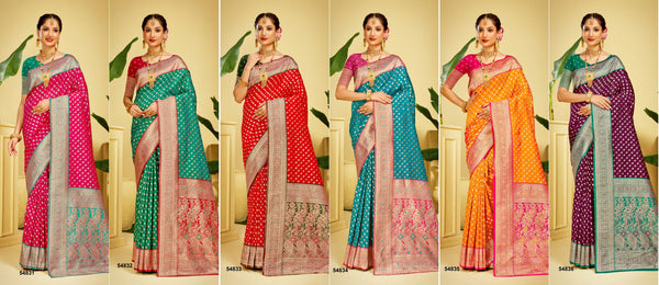 Lifestyle Sanskruti Silk Vol-06 – Pattu Silk Jari Work Fancy Saree (6 Pcs Set) – M.R. Saree Emporium