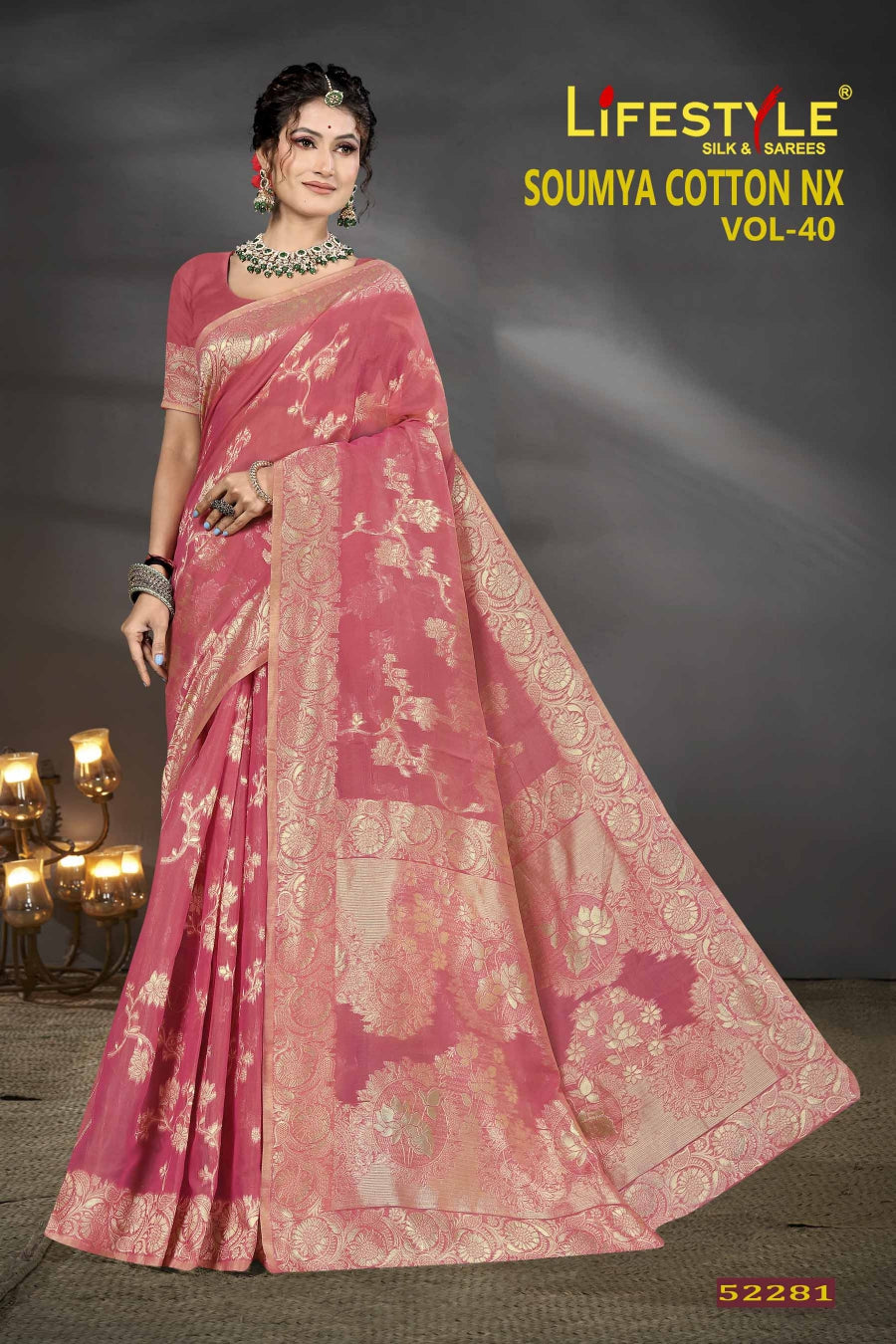 Lifestyle Soumya Cotton NX Vol-40 Cotton Silk Saree – 6 Pcs Set  M.R. Saree Emporium