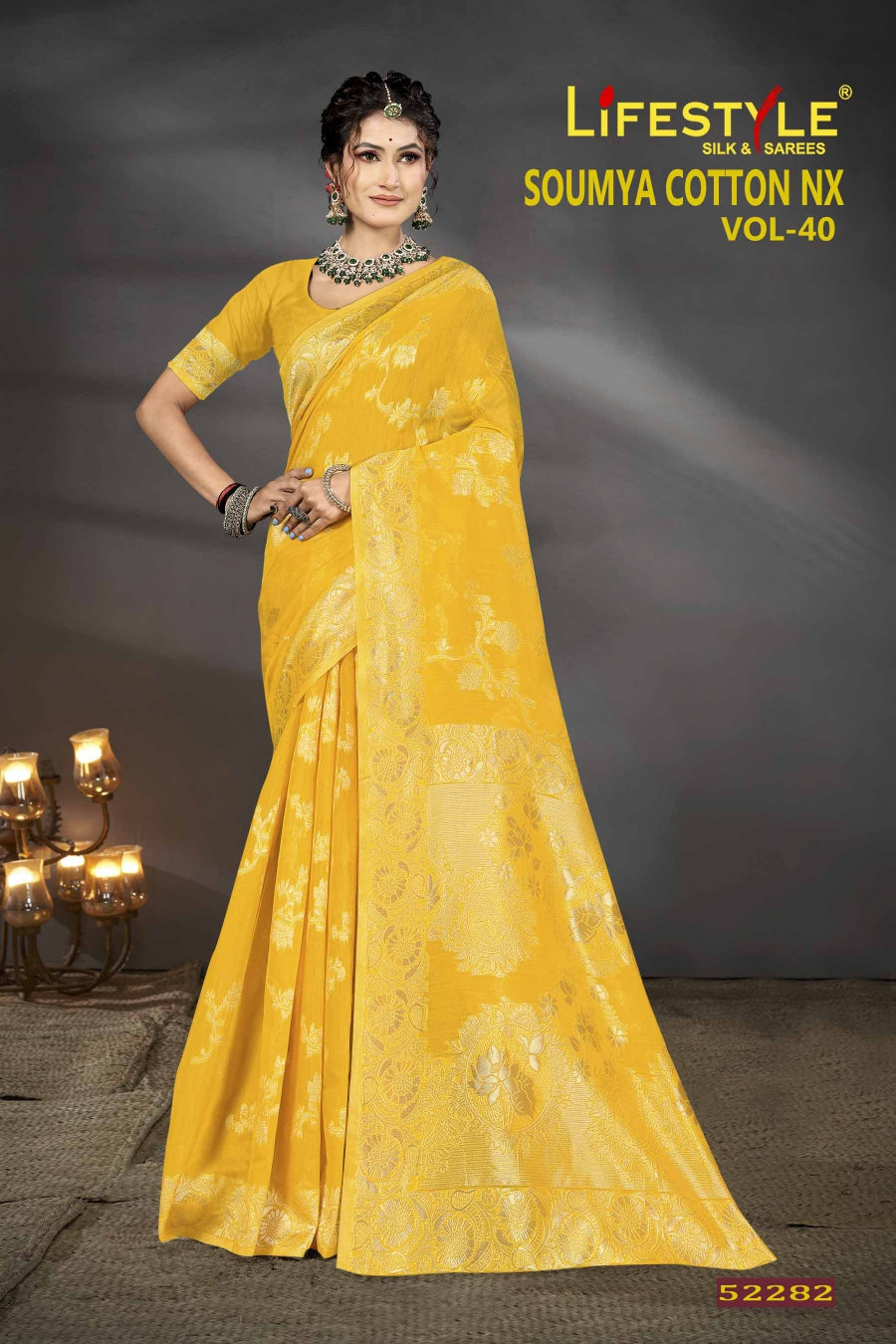 Lifestyle Soumya Cotton NX Vol-40 Cotton Silk Saree – 6 Pcs Set  M.R. Saree Emporium