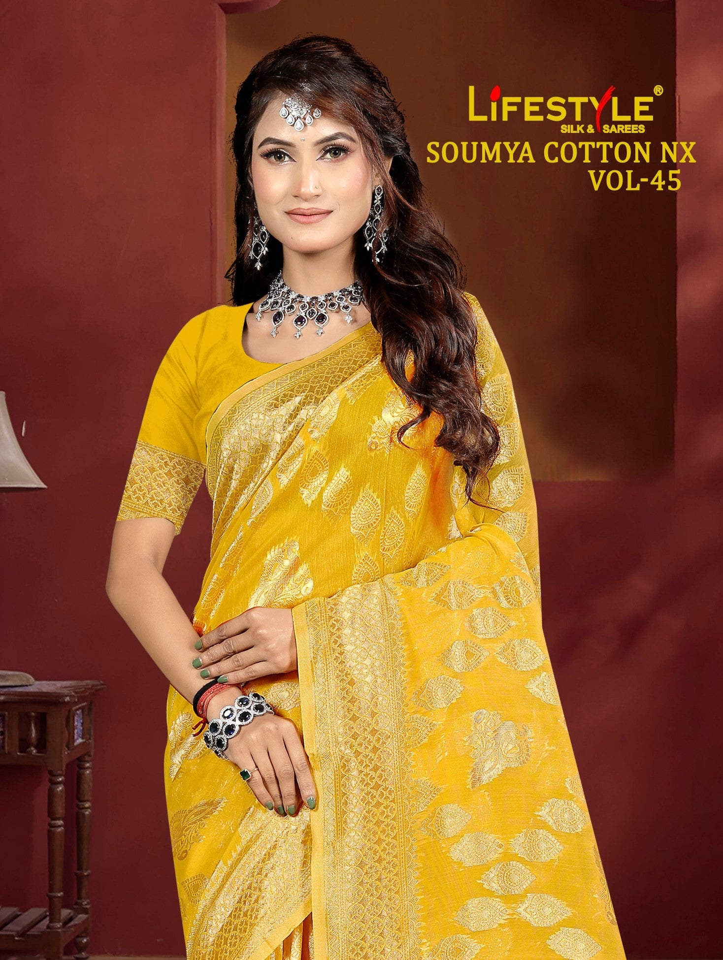 Lifestyle Soumya Cotton NX Vol-45 Cotton Silk Saree – 6 Pcs Set  M.R. Saree Emporium