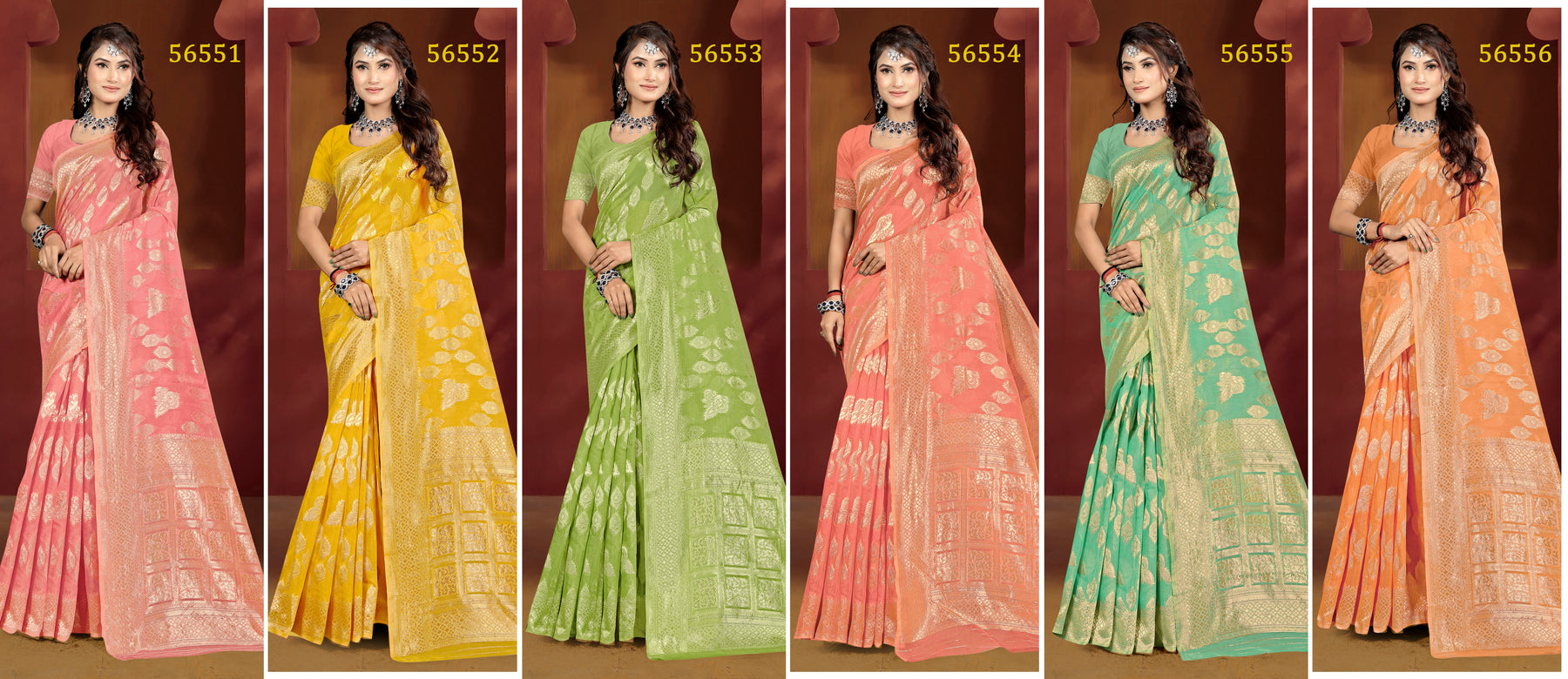 Lifestyle Soumya Cotton NX Vol-45 Cotton Silk Saree – 6 Pcs Set  M.R. Saree Emporium
