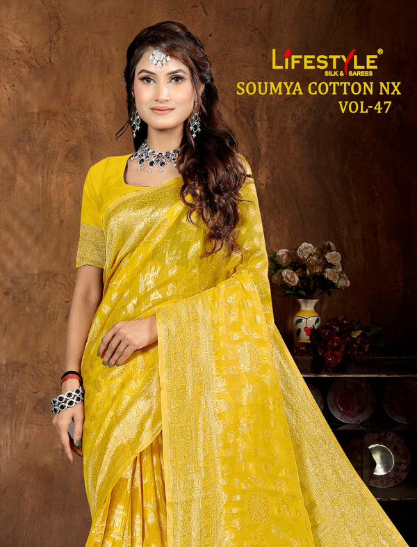 Lifestyle Soumya Cotton NX Vol-47 Cotton Silk Saree – 6 Pcs Set  M.R. Saree Emporium