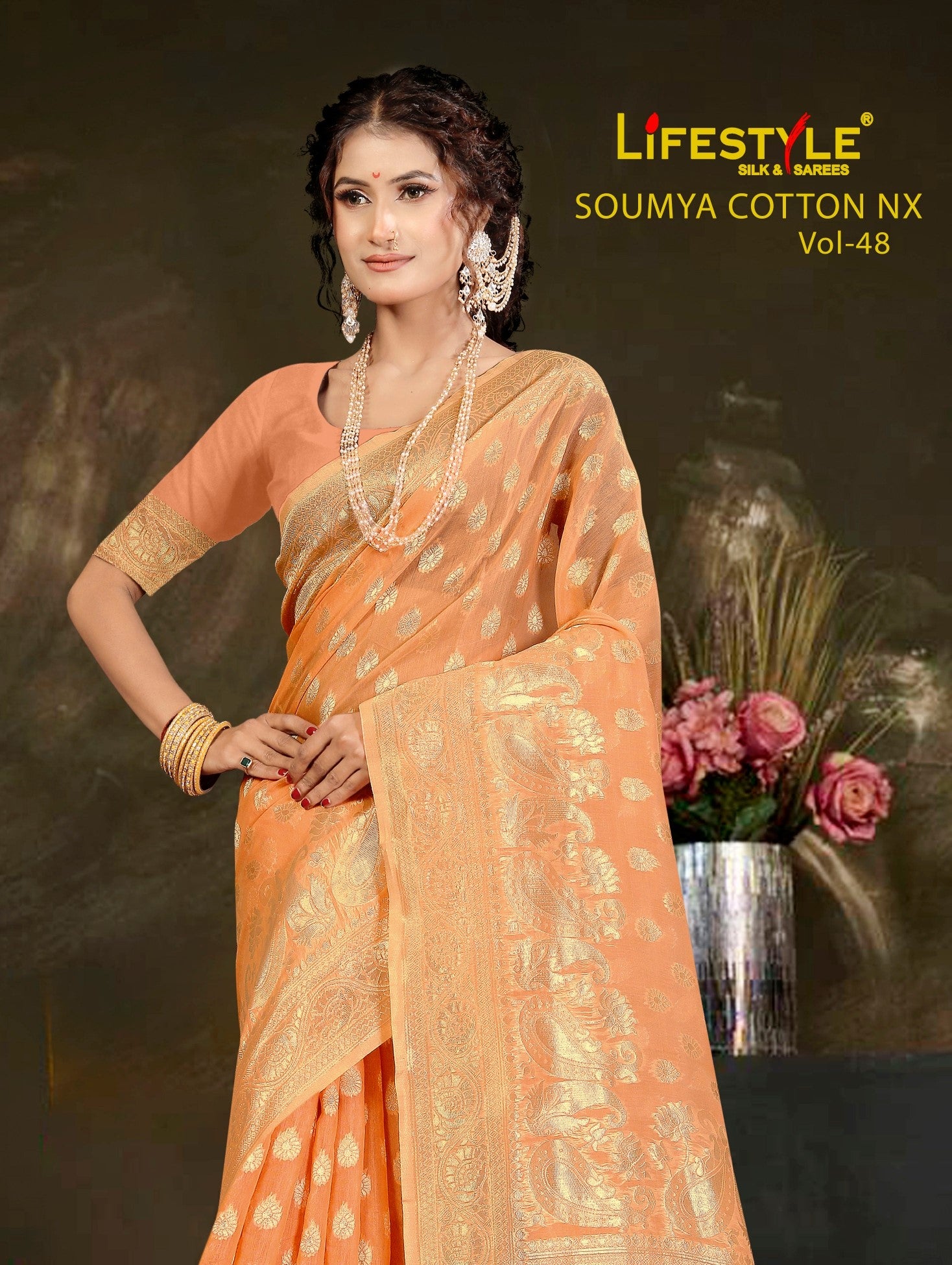 Lifestyle Soumya Cotton NX Vol-48 Cotton Silk Saree – 6 Pcs Set  M.R. Saree Emporium