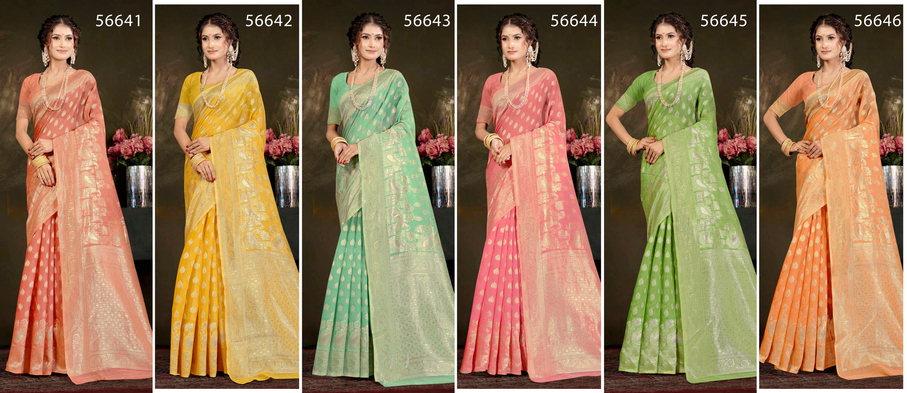 Lifestyle Soumya Cotton NX Vol-48 Cotton Silk Saree – 6 Pcs Set  M.R. Saree Emporium