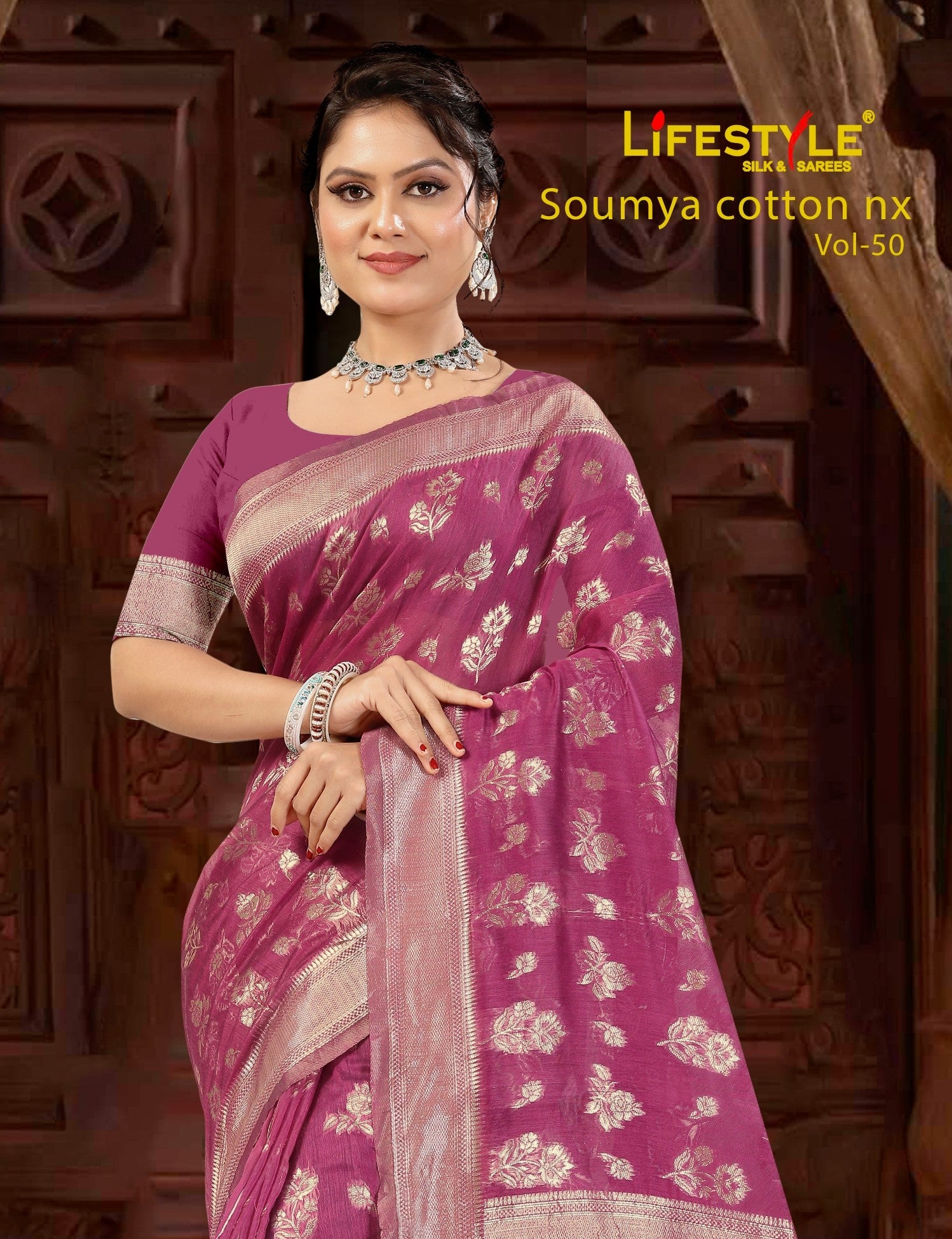 Lifestyle Soumya Cotton NX Vol-50 Cotton Silk Saree – 6 Pcs Set  M.R. Saree Emporium