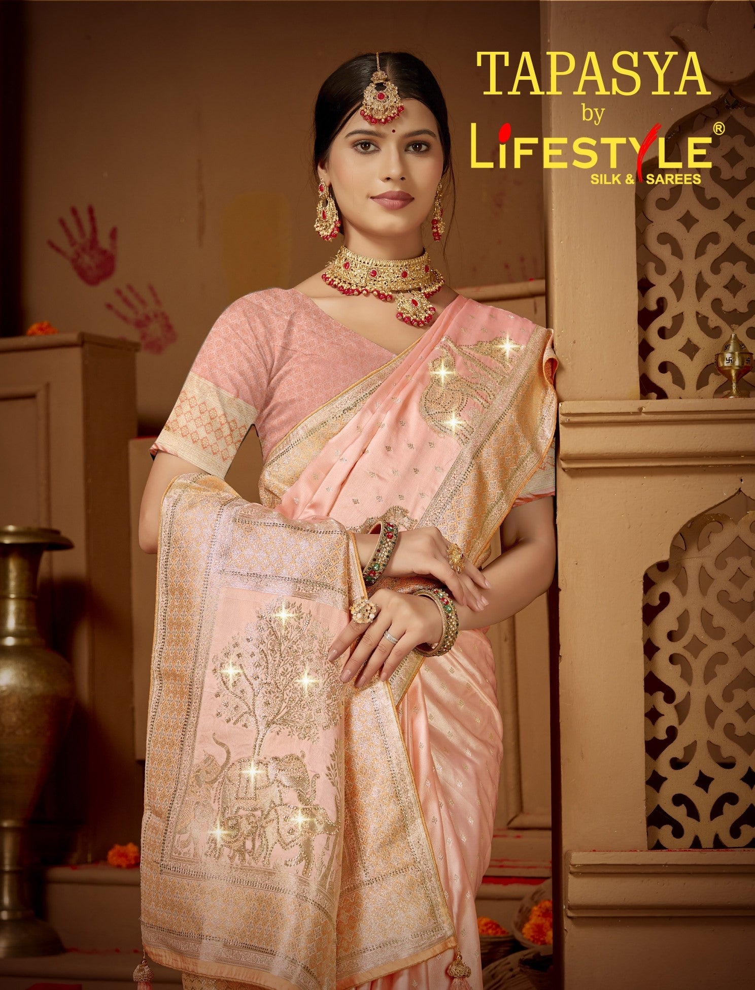 Lifestyle Tapasya Premium Banglori Silk Saree 4 Pcs Set with Rich Weaving Border & Heavy Designer Pallu -M.R. Saree Emporium