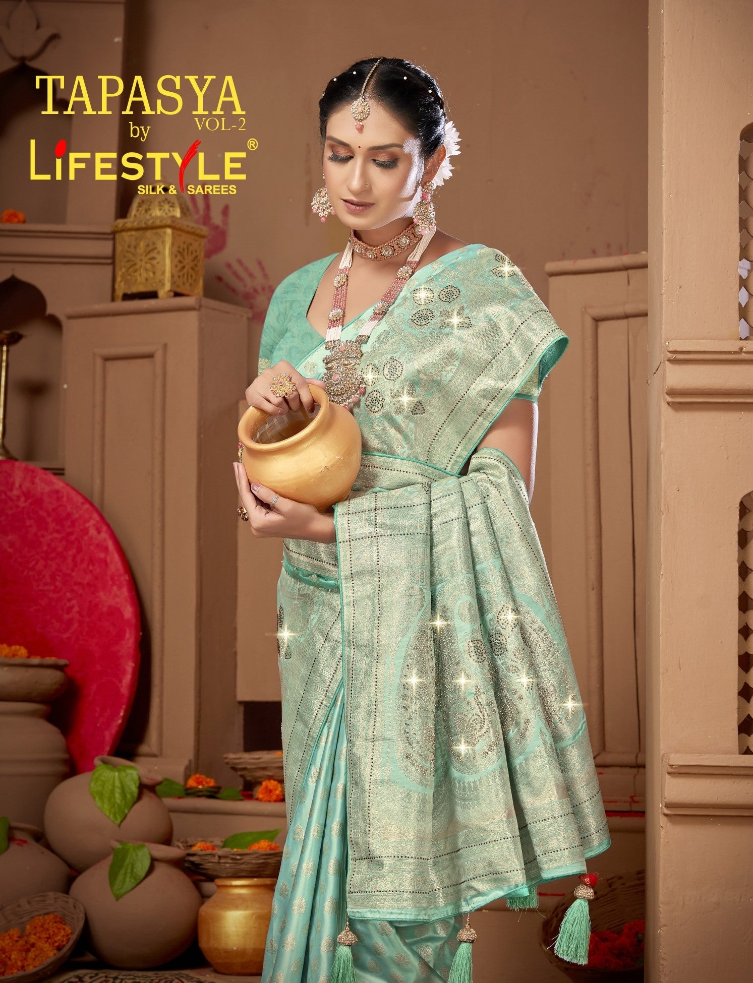 Lifestyle Tapasya Vol-02 Banglori Silk Saree 4 Pcs Set with Rich Weaving Border & Heavy Designer Pallu -M.R. Saree Emporium