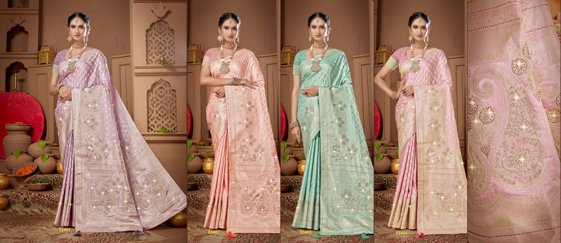Lifestyle Tapasya Vol-02 Banglori Silk Saree 4 Pcs Set with Rich Weaving Border & Heavy Designer Pallu -M.R. Saree Emporium