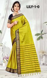 Lily -1-A Cotton Silk Saree with Rich Zari Border-16 Pcs Set-M.R. Saree Emporium