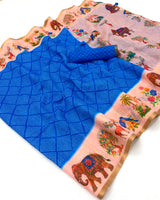 Lisha Soft Linen Saree with Zari Border & Tassels - 6 Pcs Set