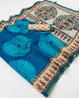 Kazari Series Lisha Linen Saree - Zari Border with Tassels 6 Pcs Set