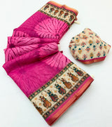 Kazari Series Lisha Linen Saree - Zari Border with Tassels 6 Pcs Set