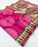 Kazari Series Lisha Linen Saree - Zari Border with Tassels 6 Pcs Set