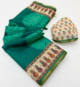 Kazari Series Lisha Linen Saree - Zari Border with Tassels 6 Pcs Set