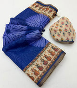 Kazari Series Lisha Linen Saree - Zari Border with Tassels 6 Pcs Set