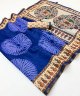 Kazari Series Lisha Linen Saree - Zari Border with Tassels 6 Pcs Set