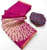RajYog Lisha Linen Cotton Saree with Zari Border & Tassels - 8 Pcs Set