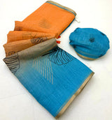 RajYog Kazari Series Lisha Soft Cotton Based Linen Saree - Zari Border & Fancy Tassels